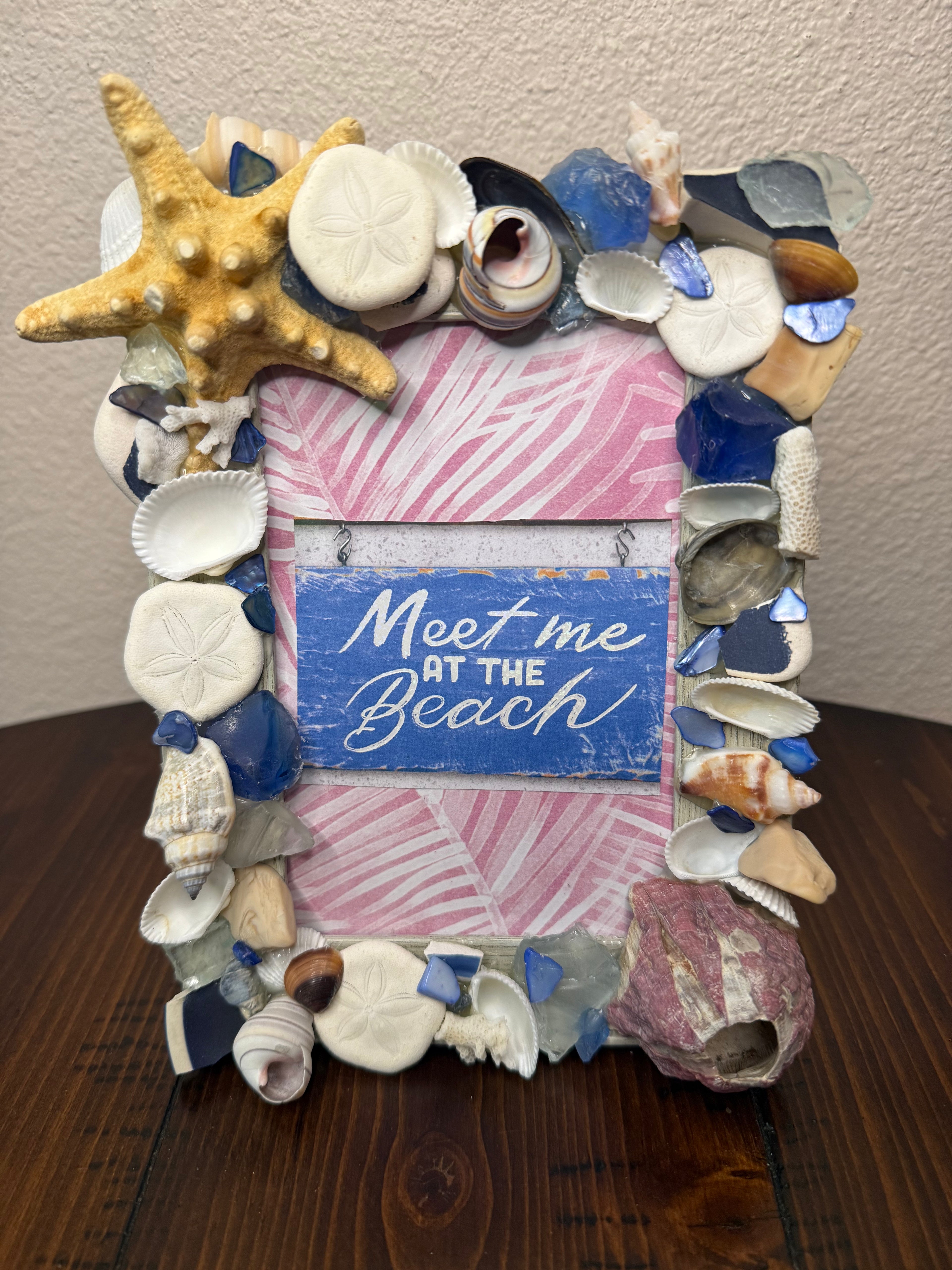 Meet Me At the Beach- 5x7 Seashell & Sea Glass Frame