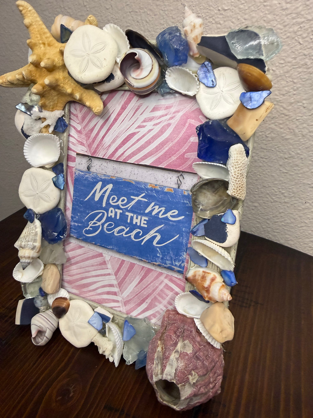Meet Me At the Beach- 5x7 Seashell & Sea Glass Frame