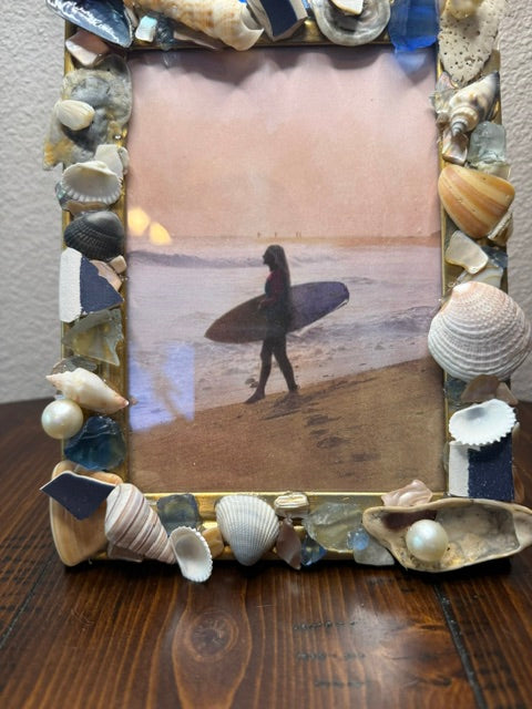 Surfer's Paradise- Seashell & Sea Glass 4x6 Picture Frame